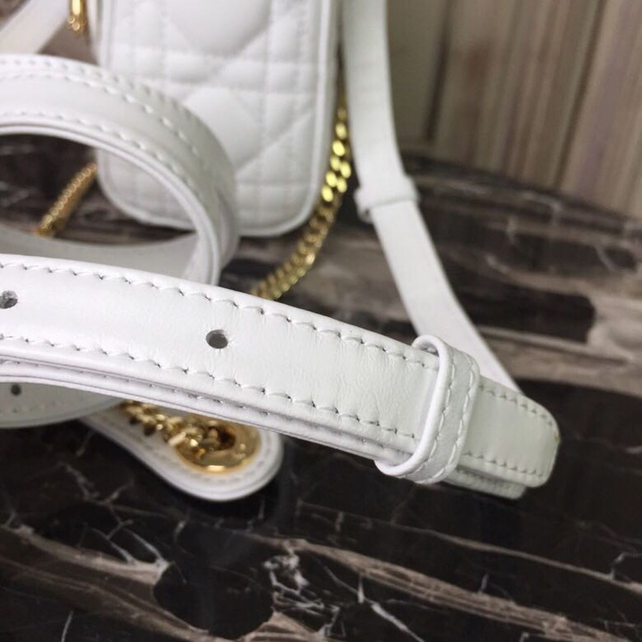 GLAMI Mini Lady Bag Gold Toned Hardware White For Women 18cm/7in CD