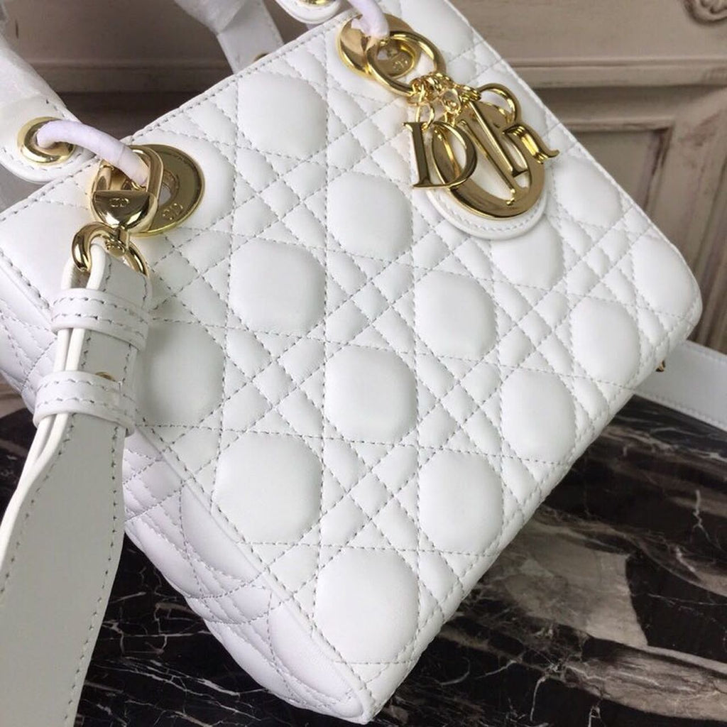 GLAMI Small Lady Bag Gold Toned Hardware White For Women 20cm/8in CD M0538OCAL_M030