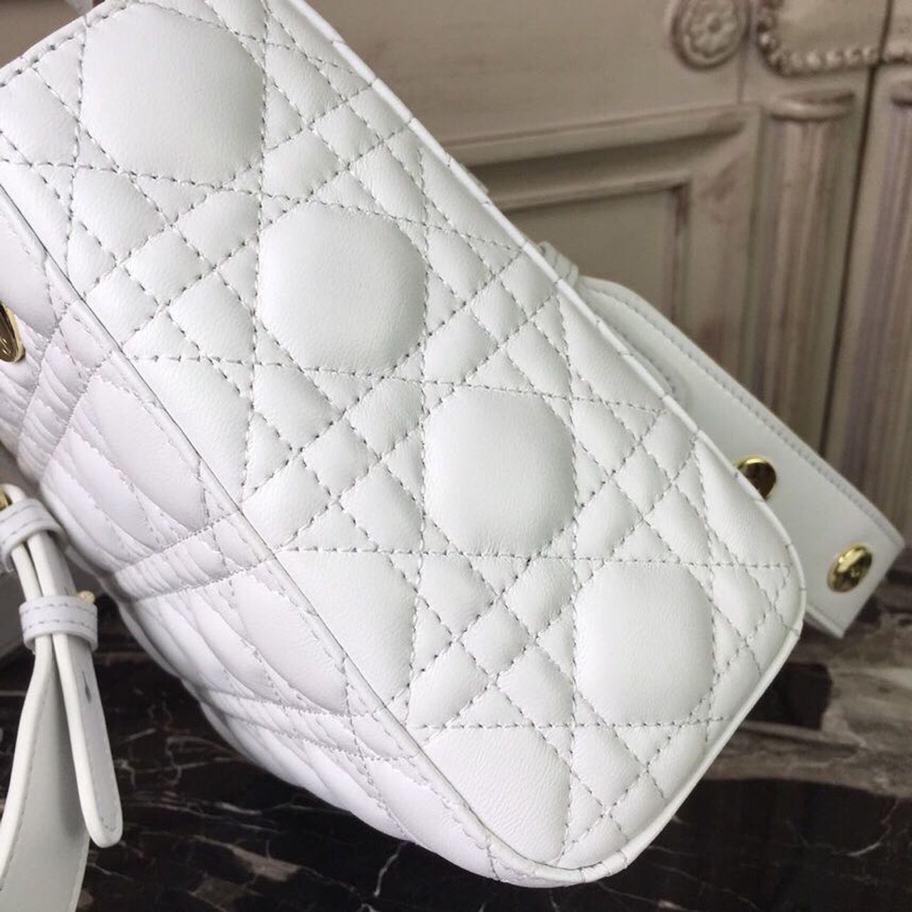 GLAMI Small Lady Bag Gold Toned Hardware White For Women 20cm/8in CD M0538OCAL_M030