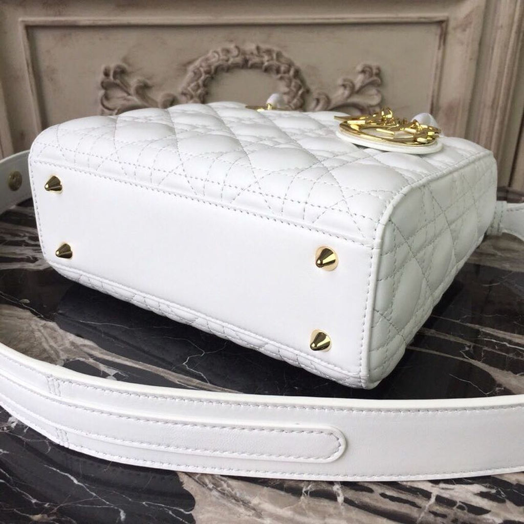 GLAMI Small Lady Bag Gold Toned Hardware White For Women 20cm/8in CD M0538OCAL_M030