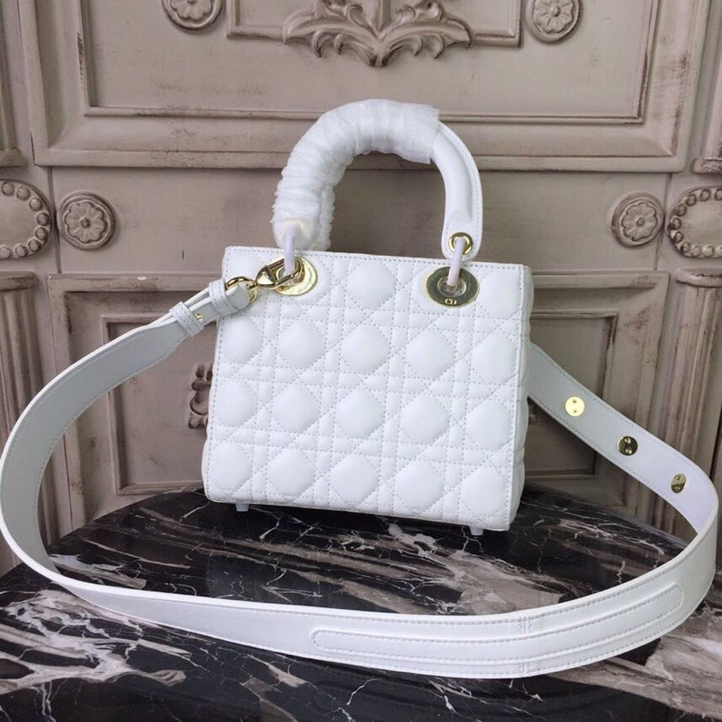 GLAMI Small Lady Bag Gold Toned Hardware White For Women 20cm/8in CD M0538OCAL_M030