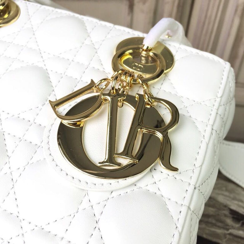GLAMI Small Lady Bag Gold Toned Hardware White For Women 20cm/8in CD M0538OCAL_M030