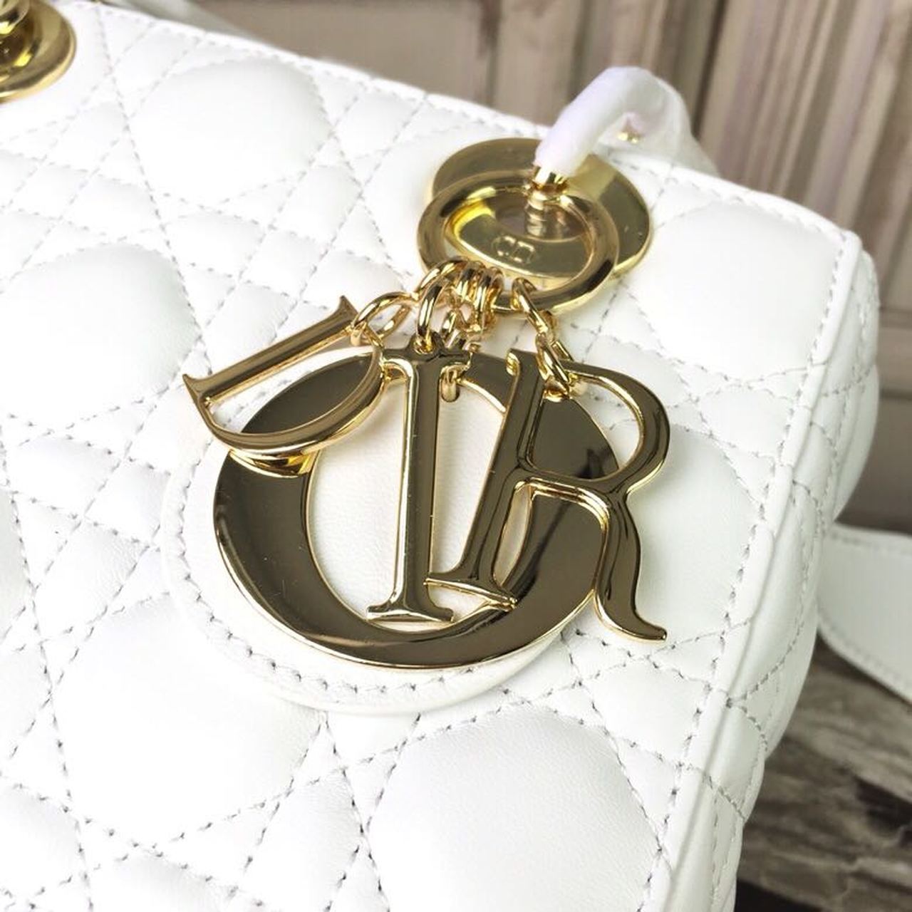 GLAMI Small Lady Bag Gold Toned Hardware White For Women 20cm/8in CD M0538OCAL_M030