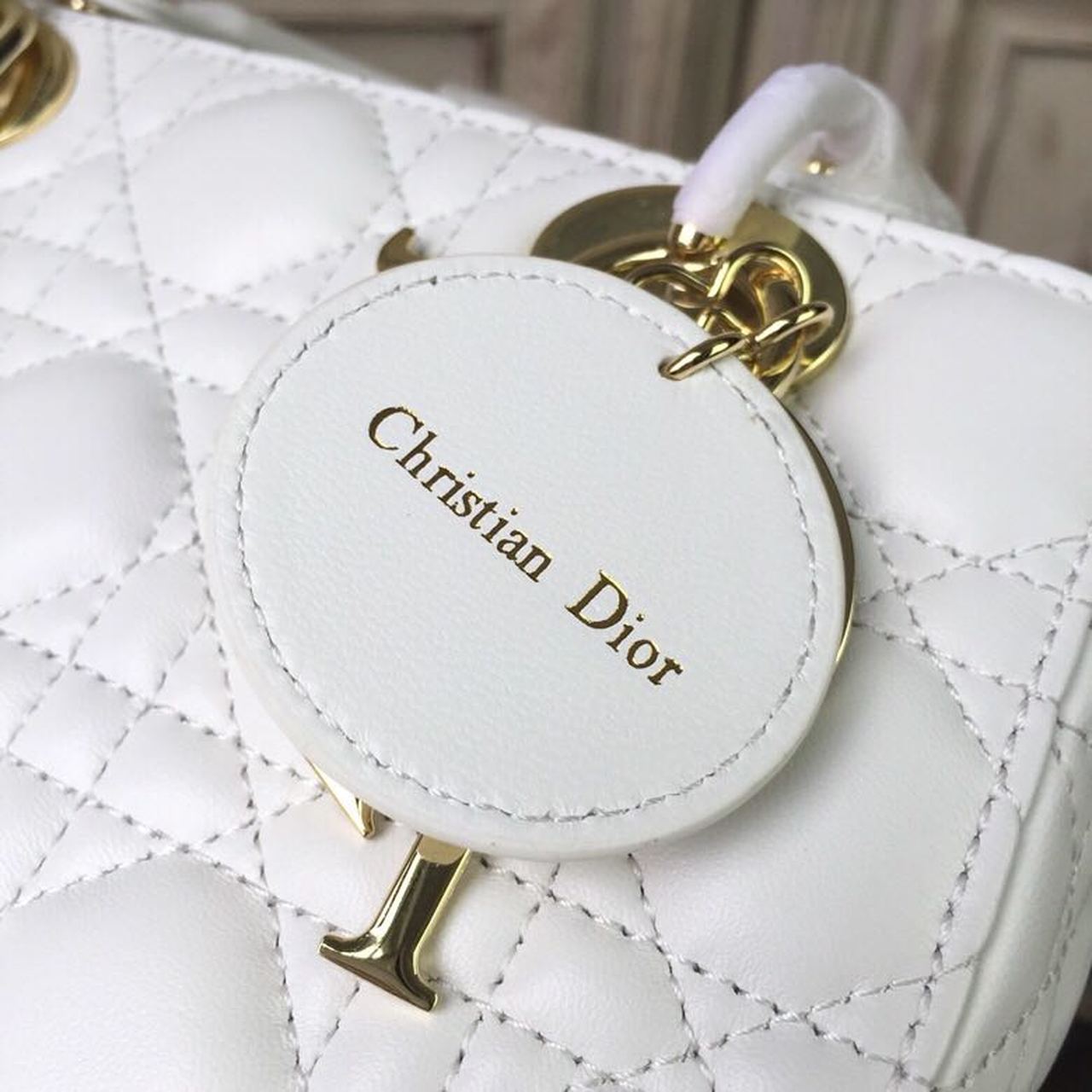 GLAMI Small Lady Bag Gold Toned Hardware White For Women 20cm/8in CD M0538OCAL_M030