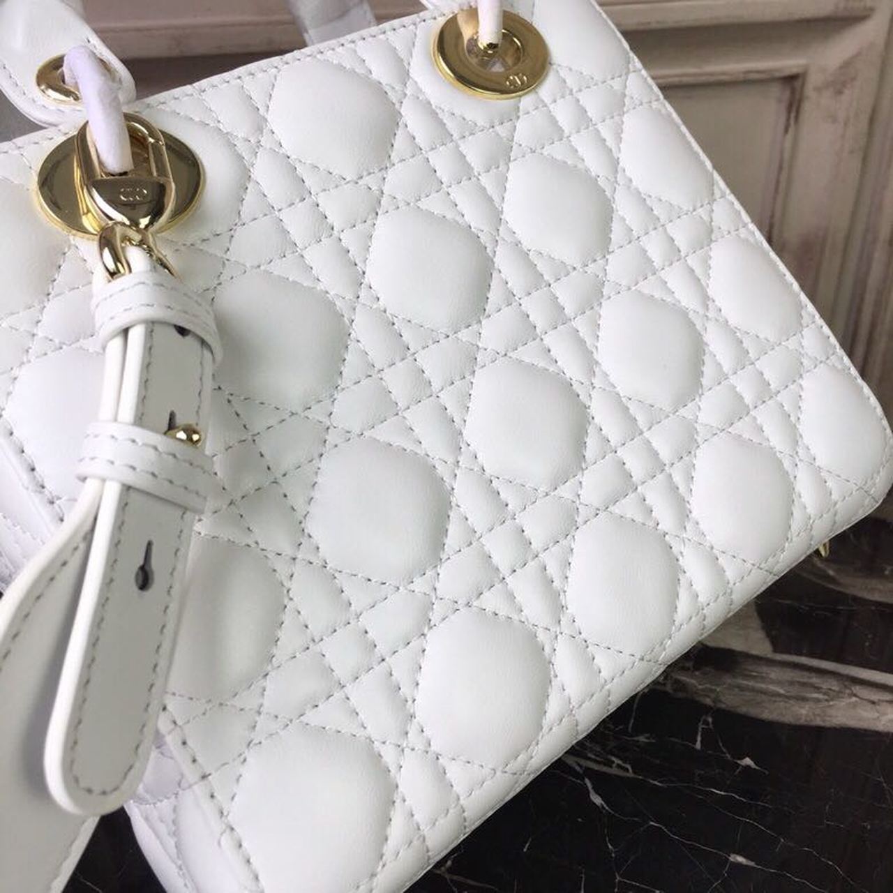 GLAMI Small Lady Bag Gold Toned Hardware White For Women 20cm/8in CD M0538OCAL_M030