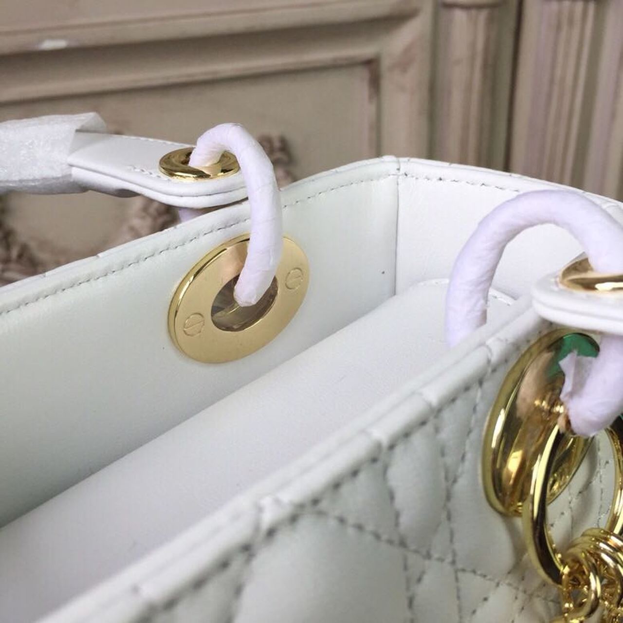 GLAMI Small Lady Bag Gold Toned Hardware White For Women 20cm/8in CD M0538OCAL_M030