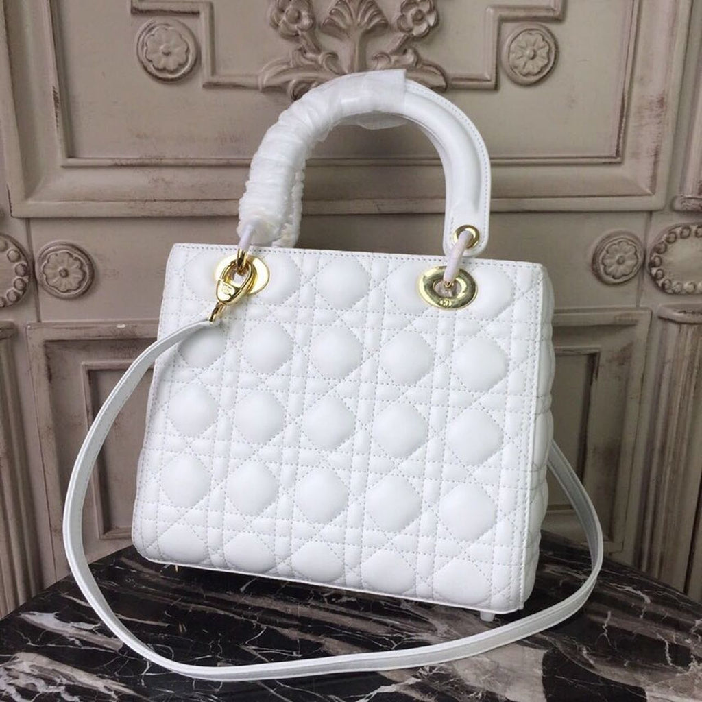 GLAMI MeGLAMIum Lady Bag Gold Toned Hardware White For Women 24cm/9in CD