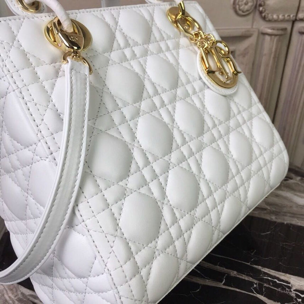 GLAMI MeGLAMIum Lady Bag Gold Toned Hardware White For Women 24cm/9in CD