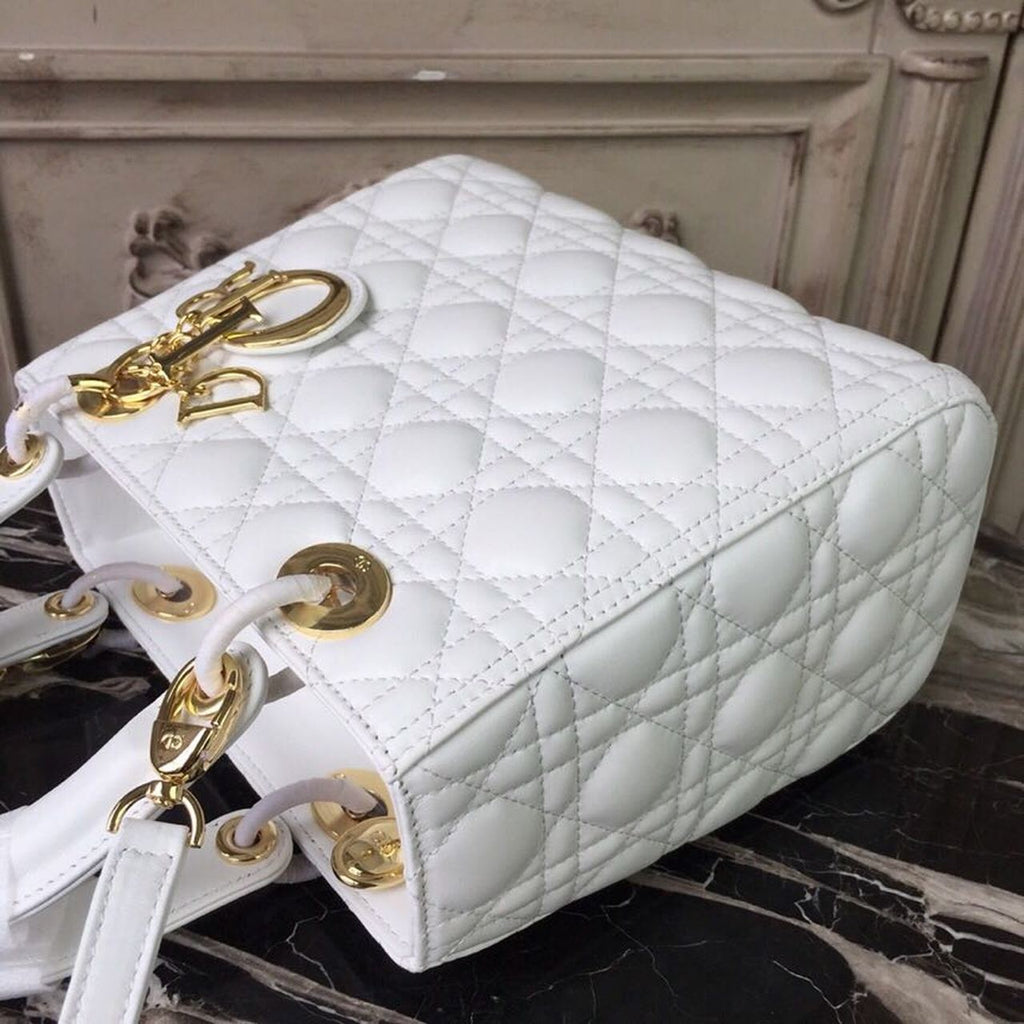 GLAMI MeGLAMIum Lady Bag Gold Toned Hardware White For Women 24cm/9in CD