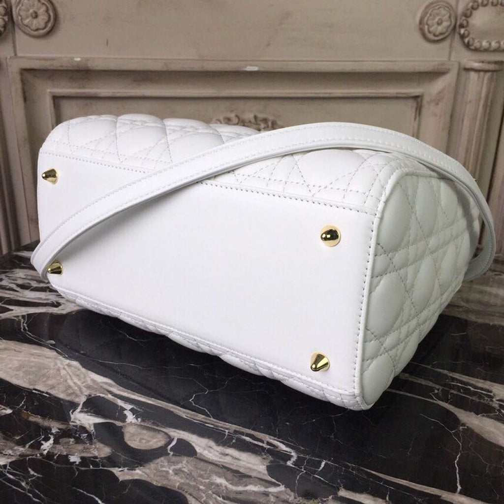 GLAMI MeGLAMIum Lady Bag Gold Toned Hardware White For Women 24cm/9in CD