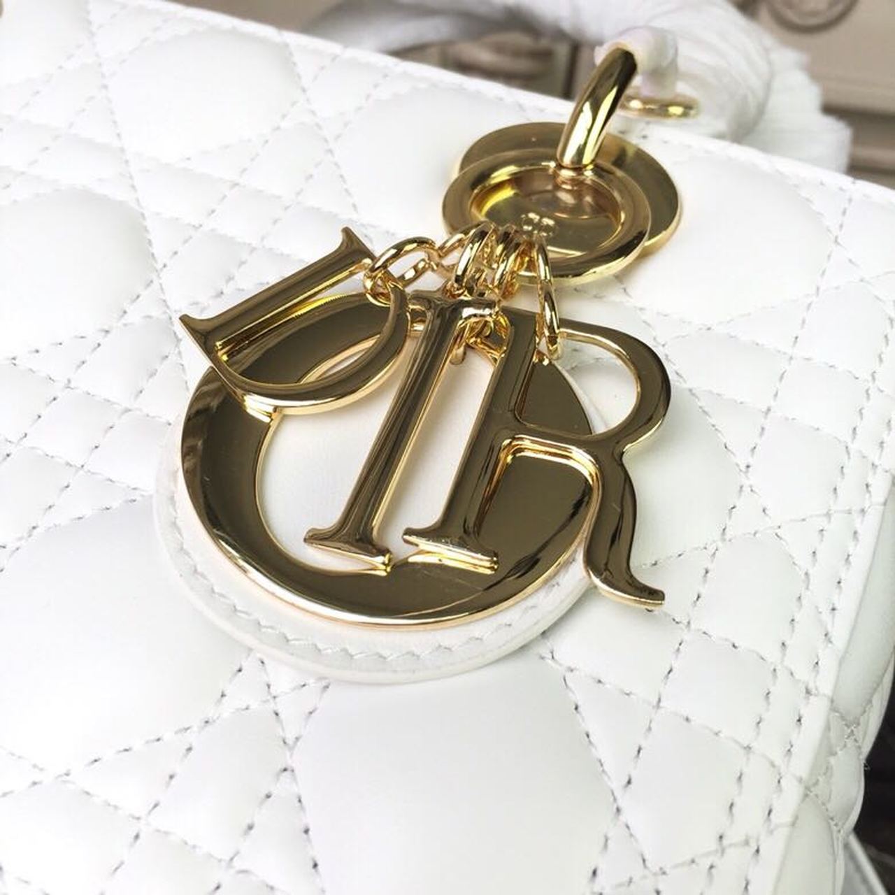 GLAMI MeGLAMIum Lady Bag Gold Toned Hardware White For Women 24cm/9in CD
