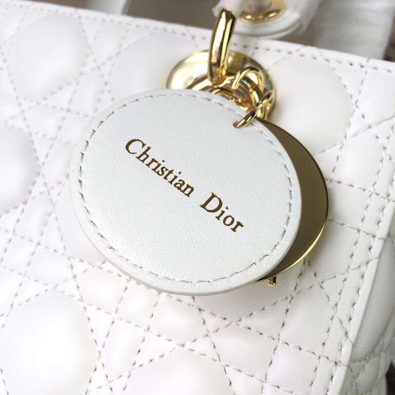 GLAMI MeGLAMIum Lady Bag Gold Toned Hardware White For Women 24cm/9in CD