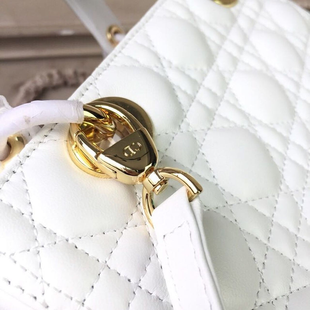 GLAMI MeGLAMIum Lady Bag Gold Toned Hardware White For Women 24cm/9in CD