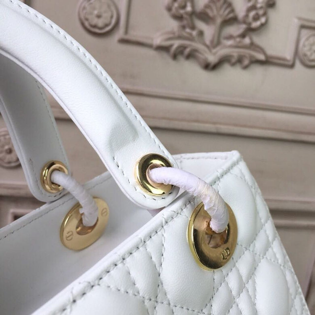 GLAMI MeGLAMIum Lady Bag Gold Toned Hardware White For Women 24cm/9in CD