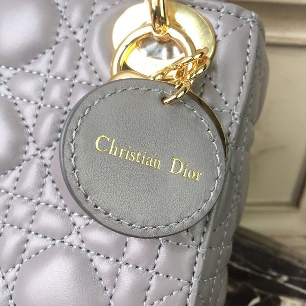 GLAMI Mini Lady Bag Gold Toned Hardware Grey For Women 18cm/7in CD