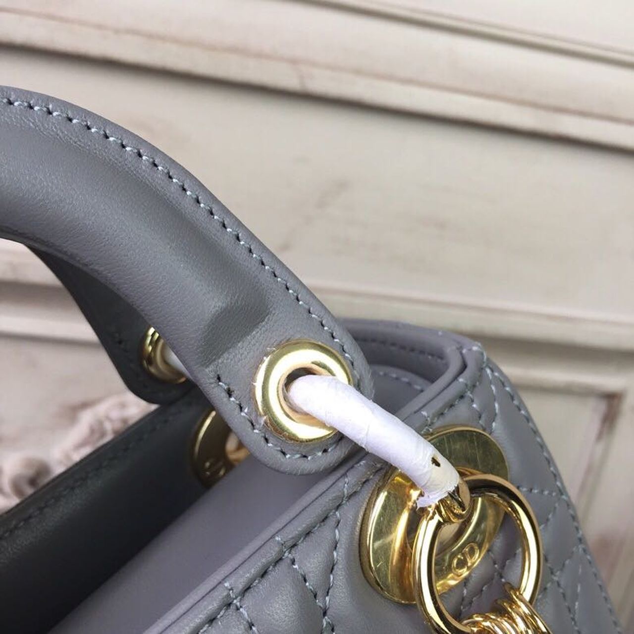 GLAMI Mini Lady Bag Gold Toned Hardware Grey For Women 18cm/7in CD