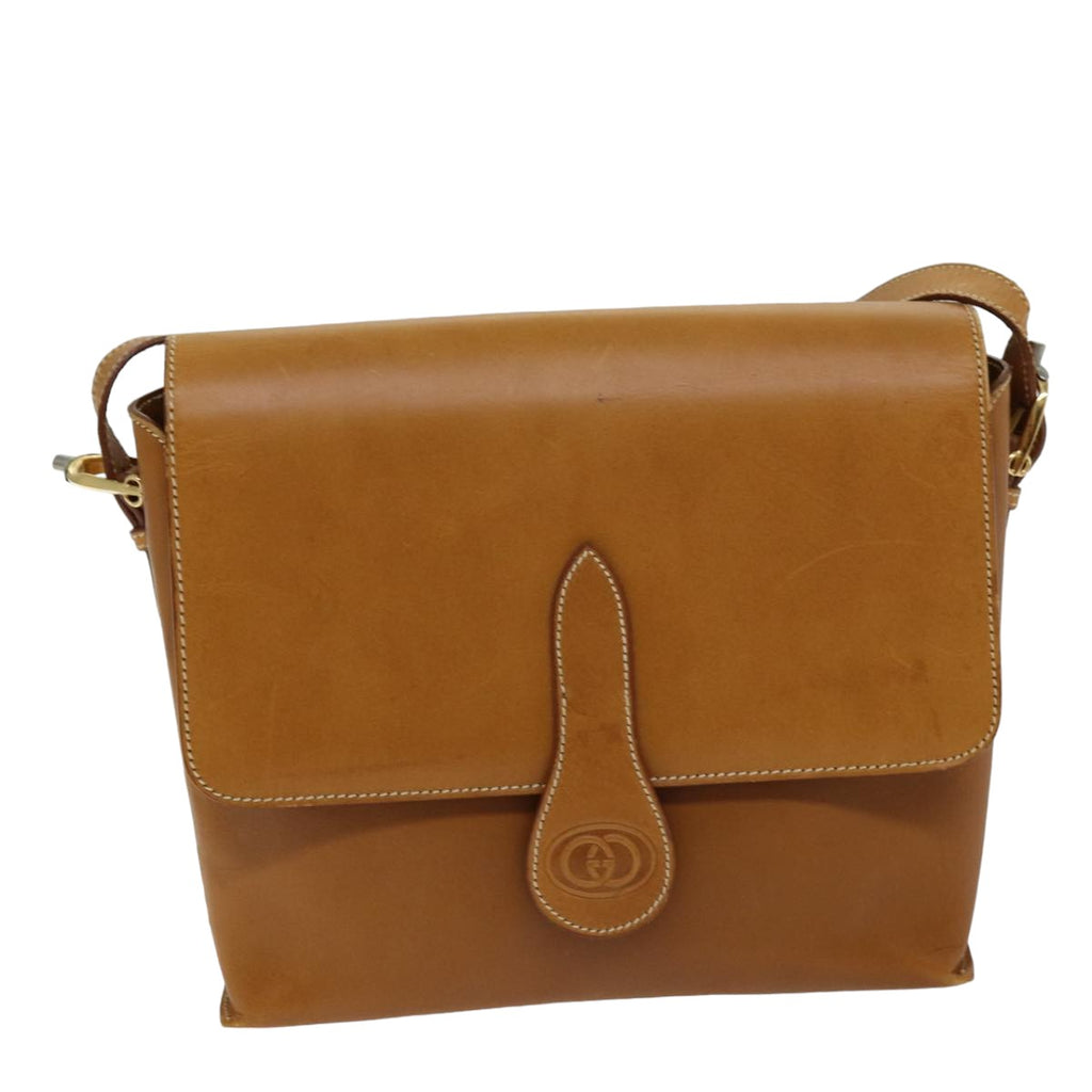 GUCCI Shoulder Bag Leather Brown 75672