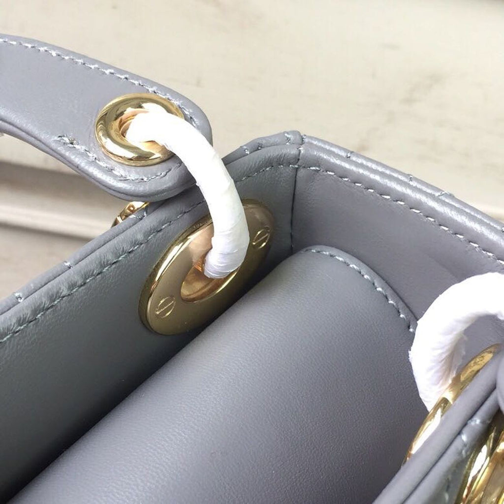 GLAMI Mini Lady Bag Gold Toned Hardware Grey For Women 18cm/7in CD