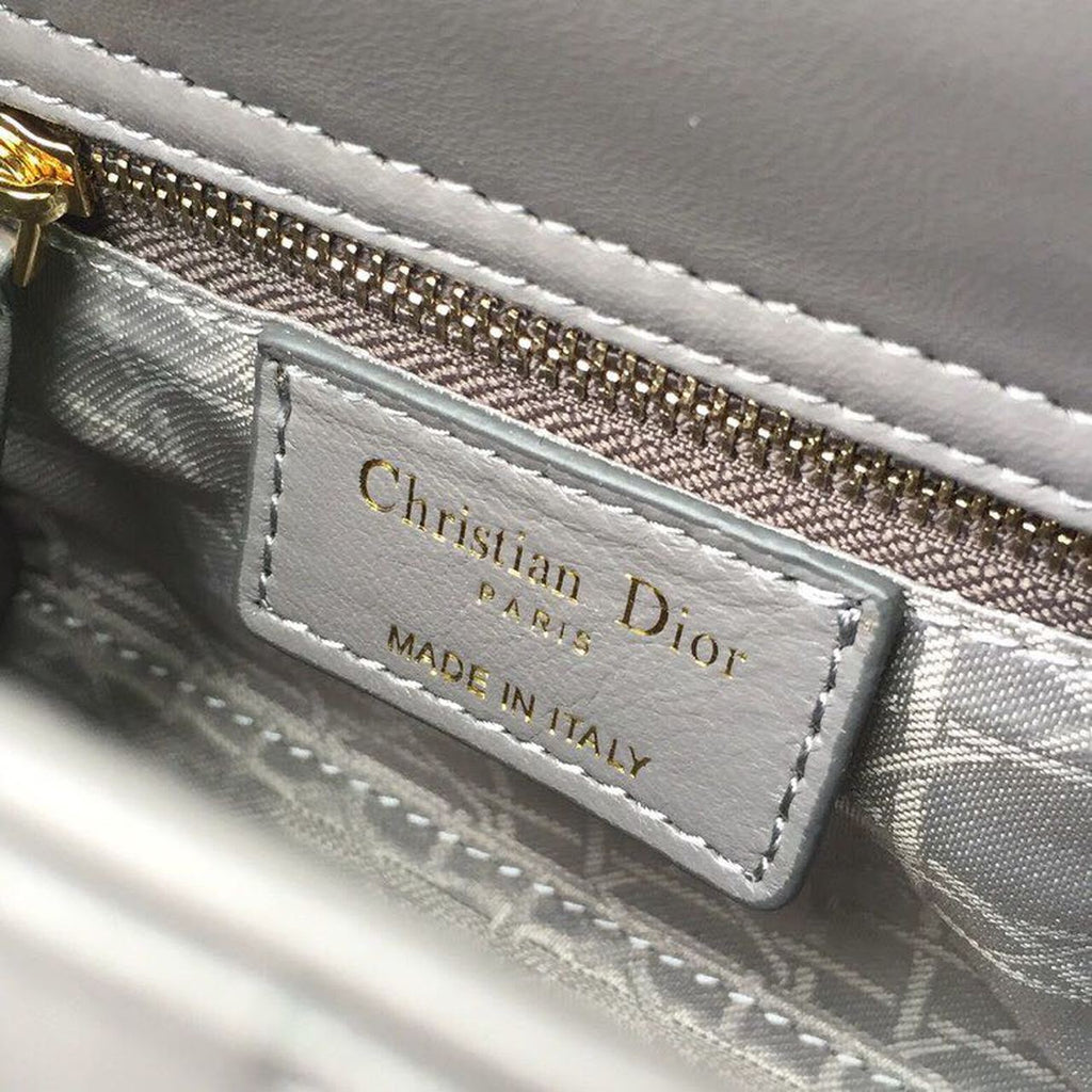 GLAMI Mini Lady Bag Gold Toned Hardware Grey For Women 18cm/7in CD