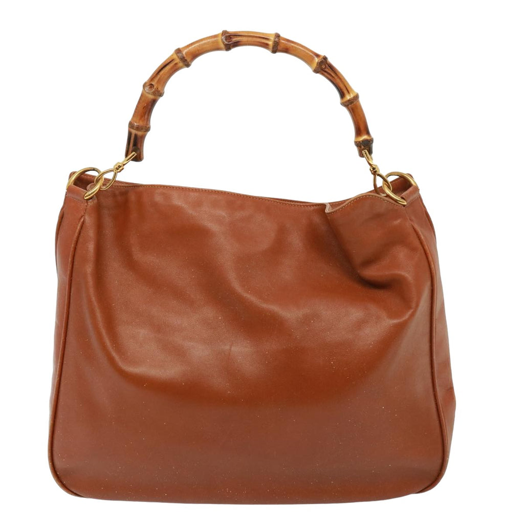 GUCCI Bamboo Shoulder Bag Leather 2way Brown 001 1014 1577 75676
