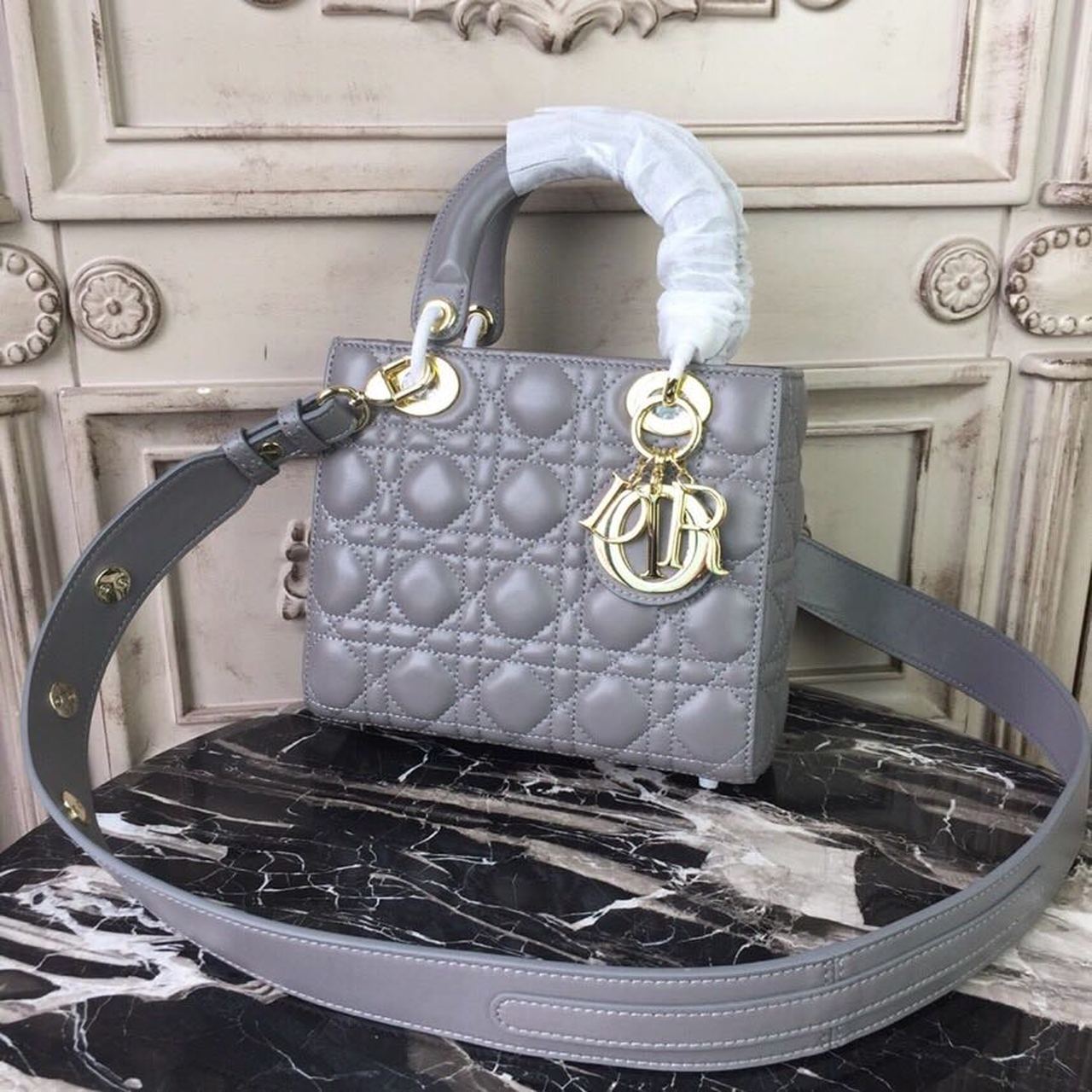 GLAMI Small Lady Bag Gold Toned Hardware Grey For Women 20cm/8in CD