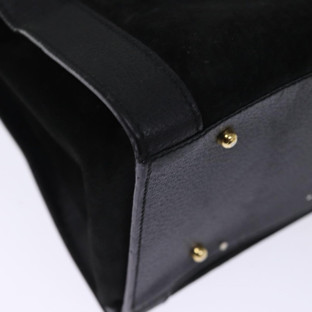 GUCCI Bamboo Tote Bag Suede Black 002 1186 0259 75677
