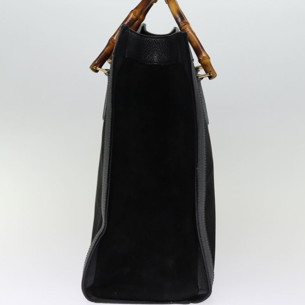 GUCCI Bamboo Tote Bag Suede Black 002 1186 0259 75677