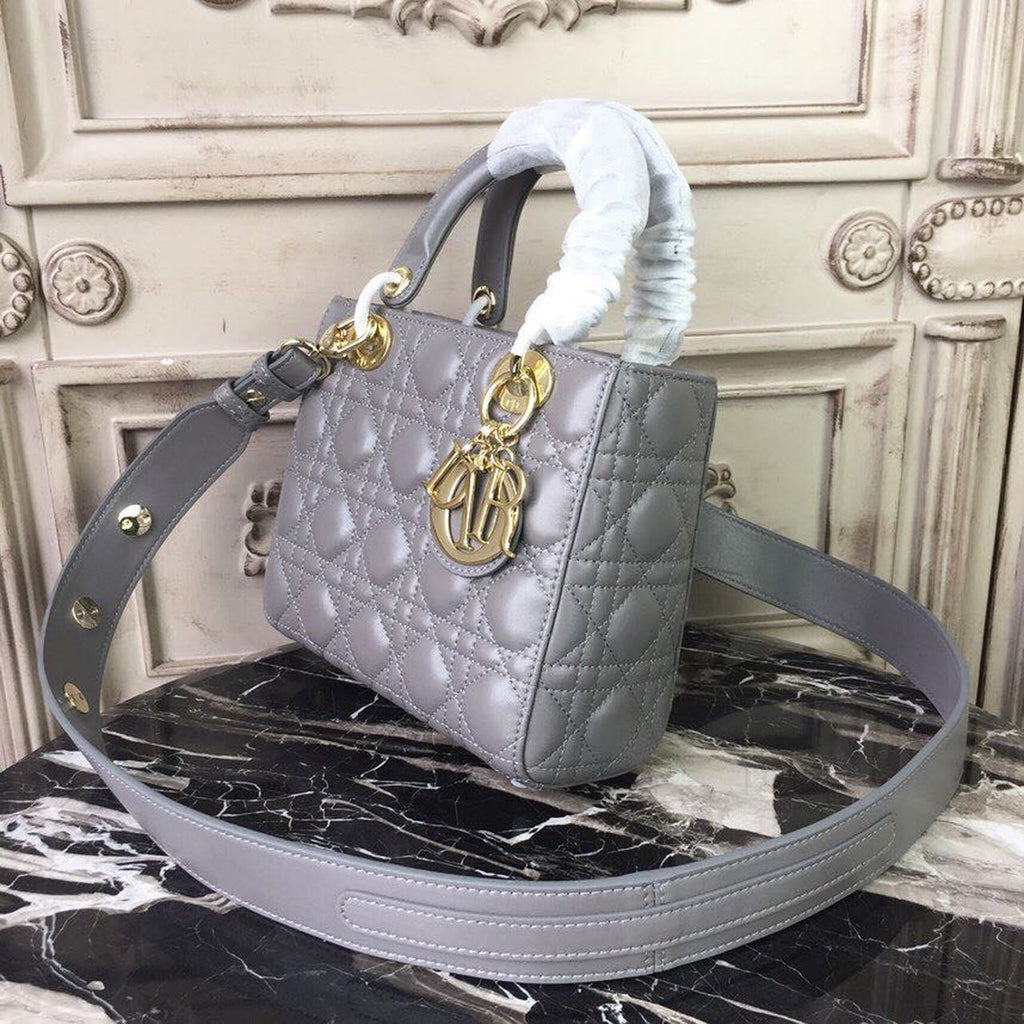 GLAMI Small Lady Bag Gold Toned Hardware Grey For Women 20cm/8in CD