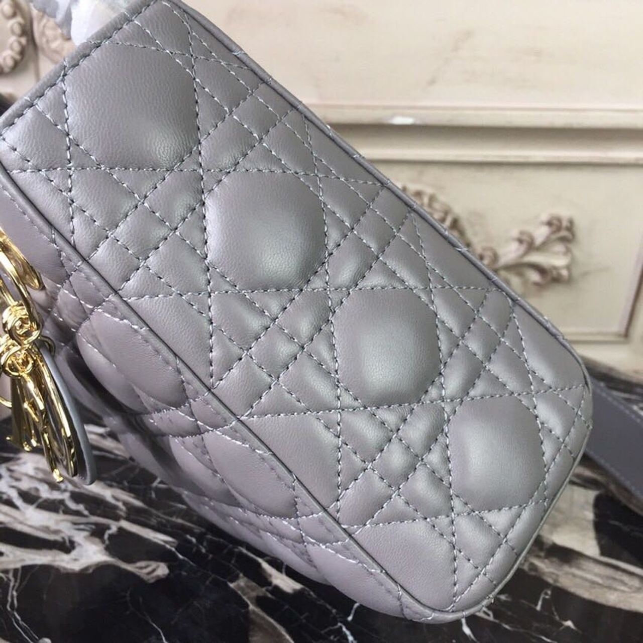 GLAMI Small Lady Bag Gold Toned Hardware Grey For Women 20cm/8in CD