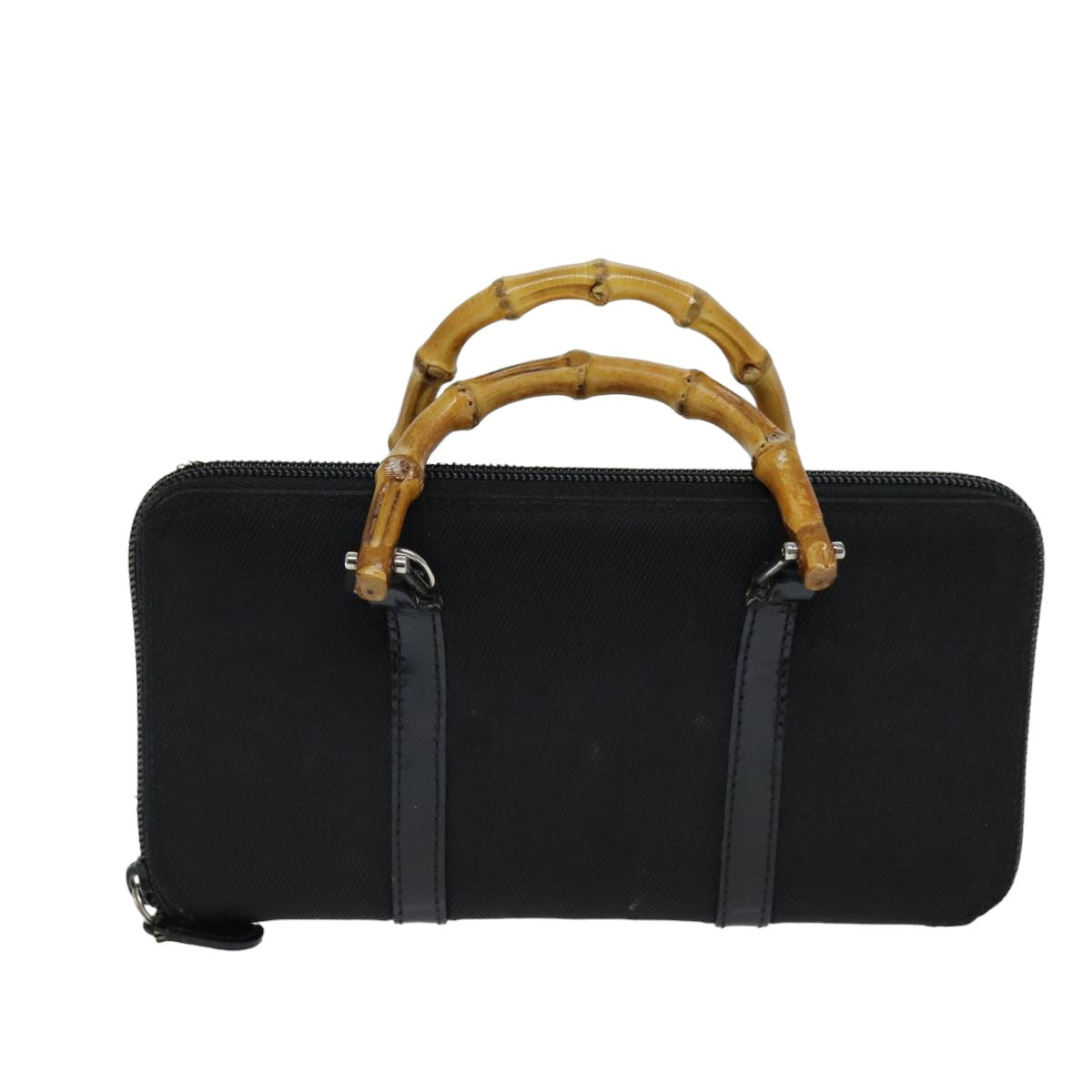 GUCCI Bamboo Shoulder Bag Nylon 2way Black 039 1998 0700 75687