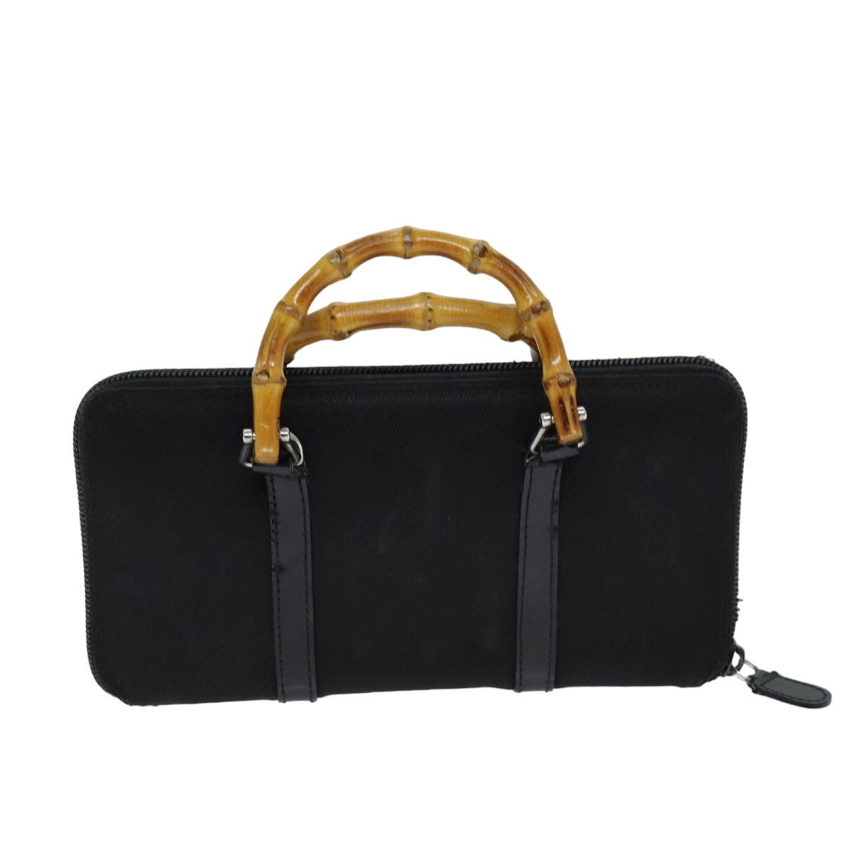 GUCCI Bamboo Shoulder Bag Nylon 2way Black 039 1998 0700 75687
