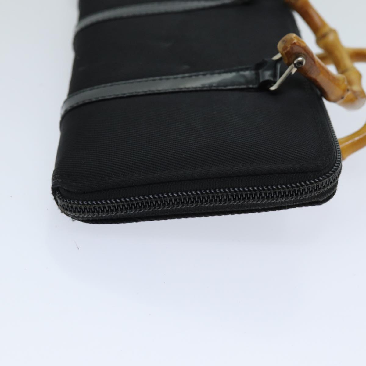 GUCCI Bamboo Shoulder Bag Nylon 2way Black 039 1998 0700 75687