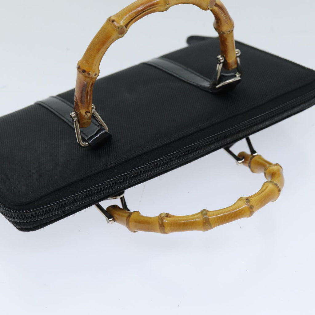 GUCCI Bamboo Shoulder Bag Nylon 2way Black 039 1998 0700 75687