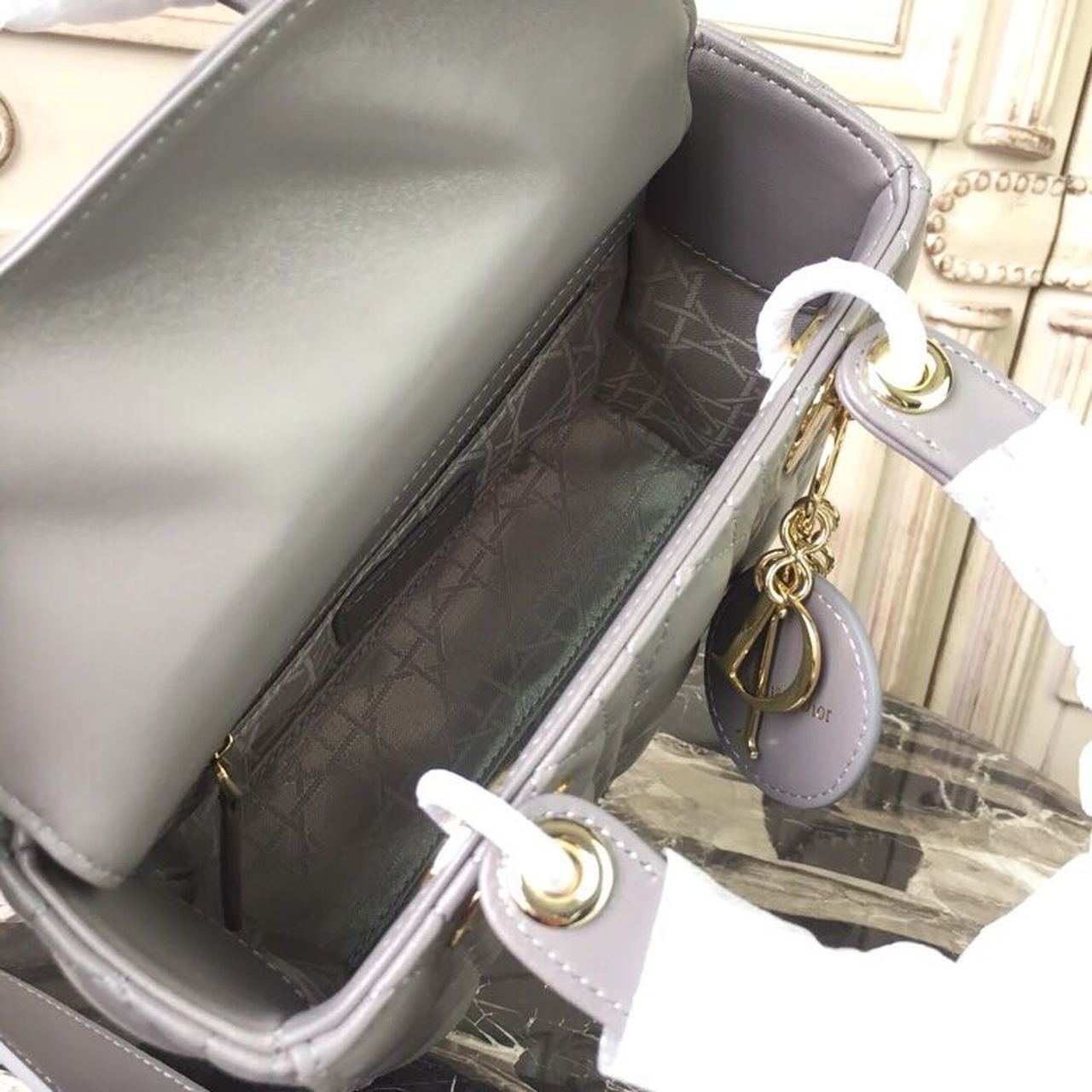 GLAMI Small Lady Bag Gold Toned Hardware Grey For Women 20cm/8in CD