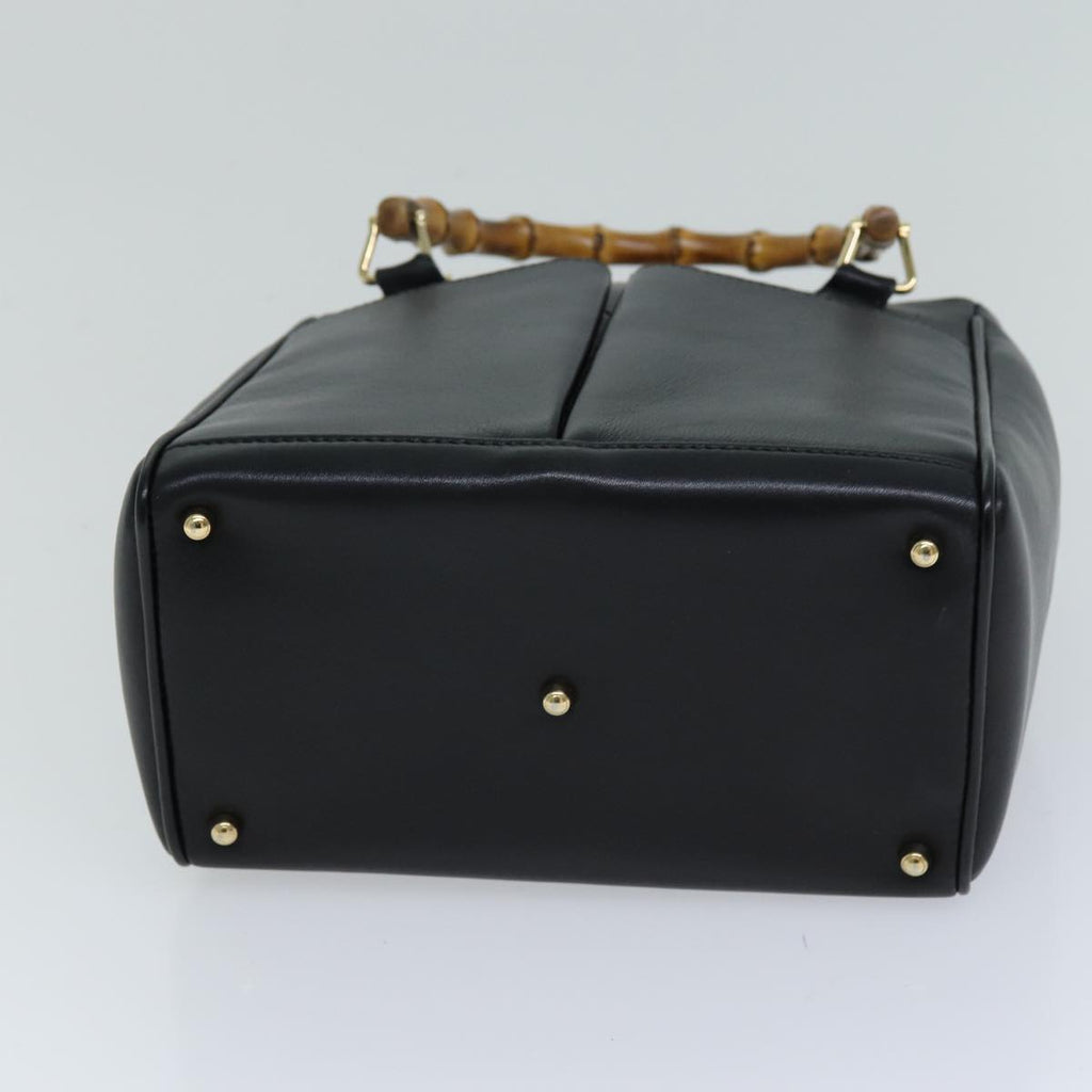 GUCCI Bamboo Hand Bag Leather 2way Black 000 2122 0316 75691