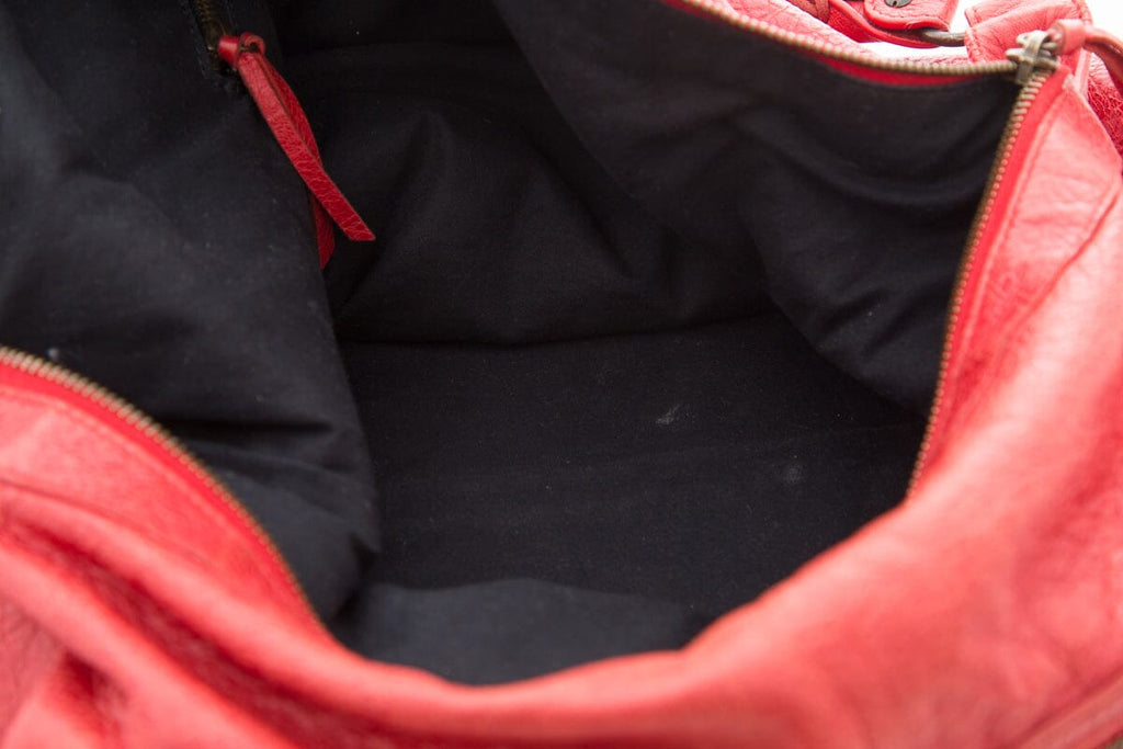 Balenciaga Red Day Leather Studs Hobo