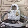 GLAMI Small Lady Bag Gold Toned Hardware Pearl Silver White For Women 8in/20cm CD