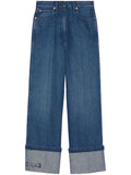 GUCCI Wide-Leg Jeans with Roll-Up Ankle Cuffs