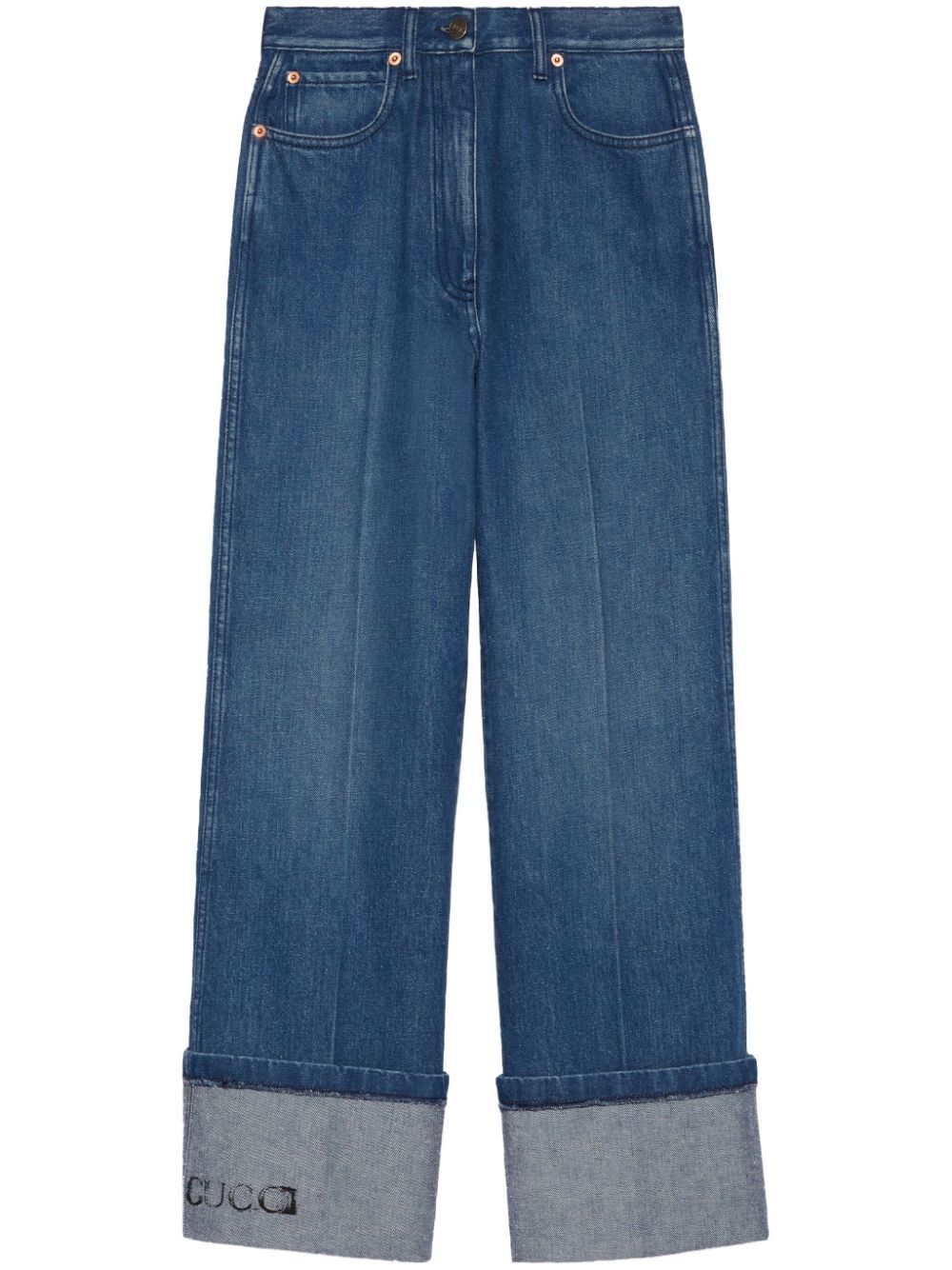 GUCCI Wide-Leg Jeans with Roll-Up Ankle Cuffs