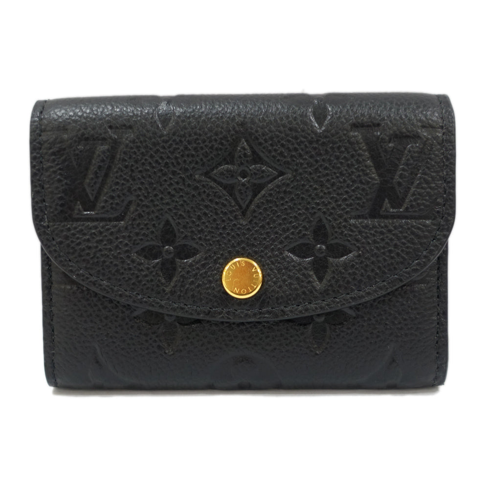Louis Vuitton Monogram Emplant Portemone Rosary M81455 Leather Noir Black Double Fold Wallet Wallet Small