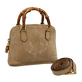 GUCCI Bamboo Hand Bag Suede 2way Beige 007 2032 0231 75795