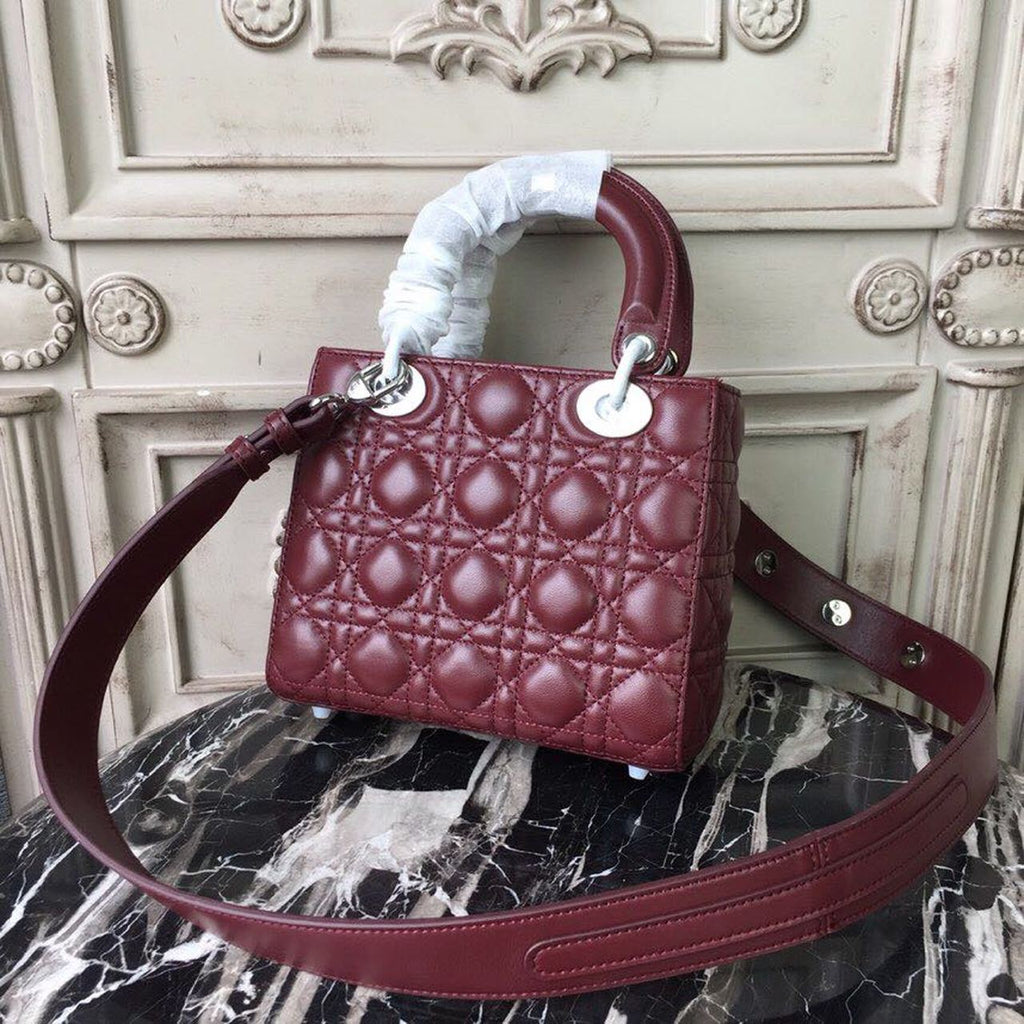 GLAMI Small Lady Bag Silver Hardware Burgundy For Women 8in/20cm CD