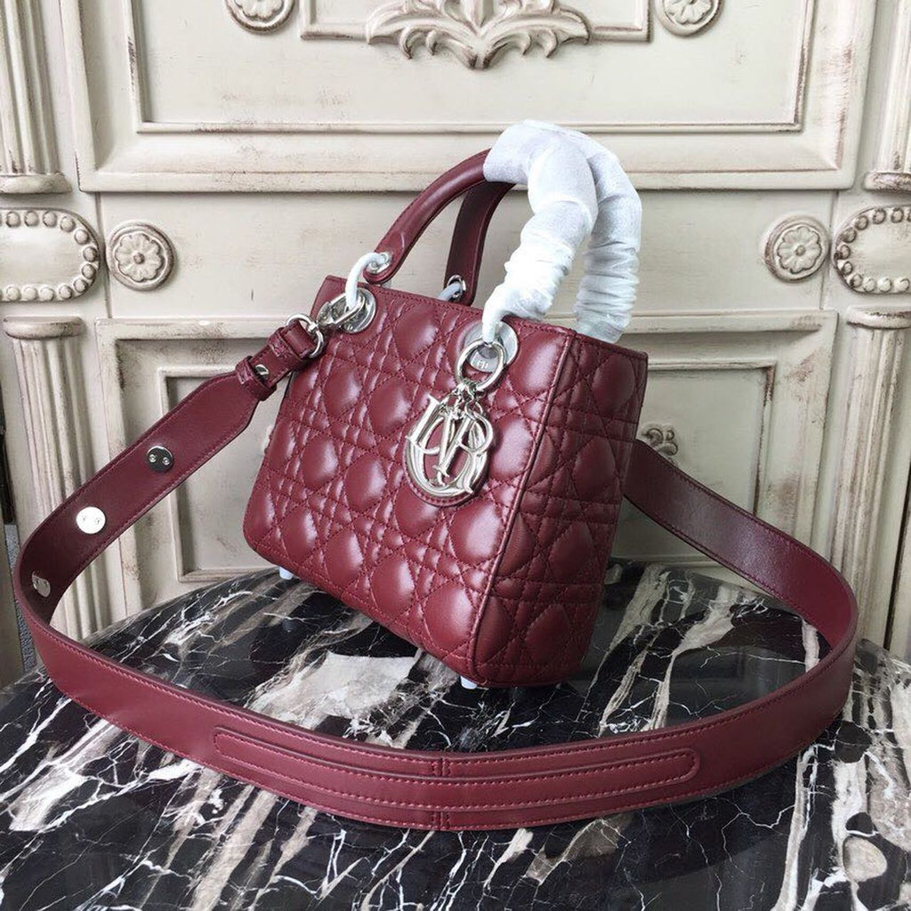 GLAMI Small Lady Bag Silver Hardware Burgundy For Women 8in/20cm CD