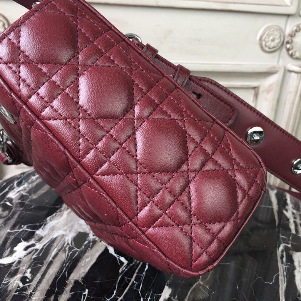 GLAMI Small Lady Bag Silver Hardware Burgundy For Women 8in/20cm CD