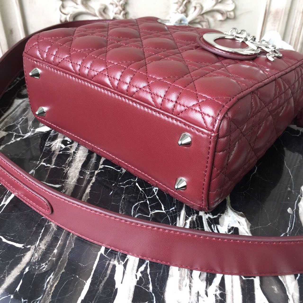 GLAMI Small Lady Bag Silver Hardware Burgundy For Women 8in/20cm CD