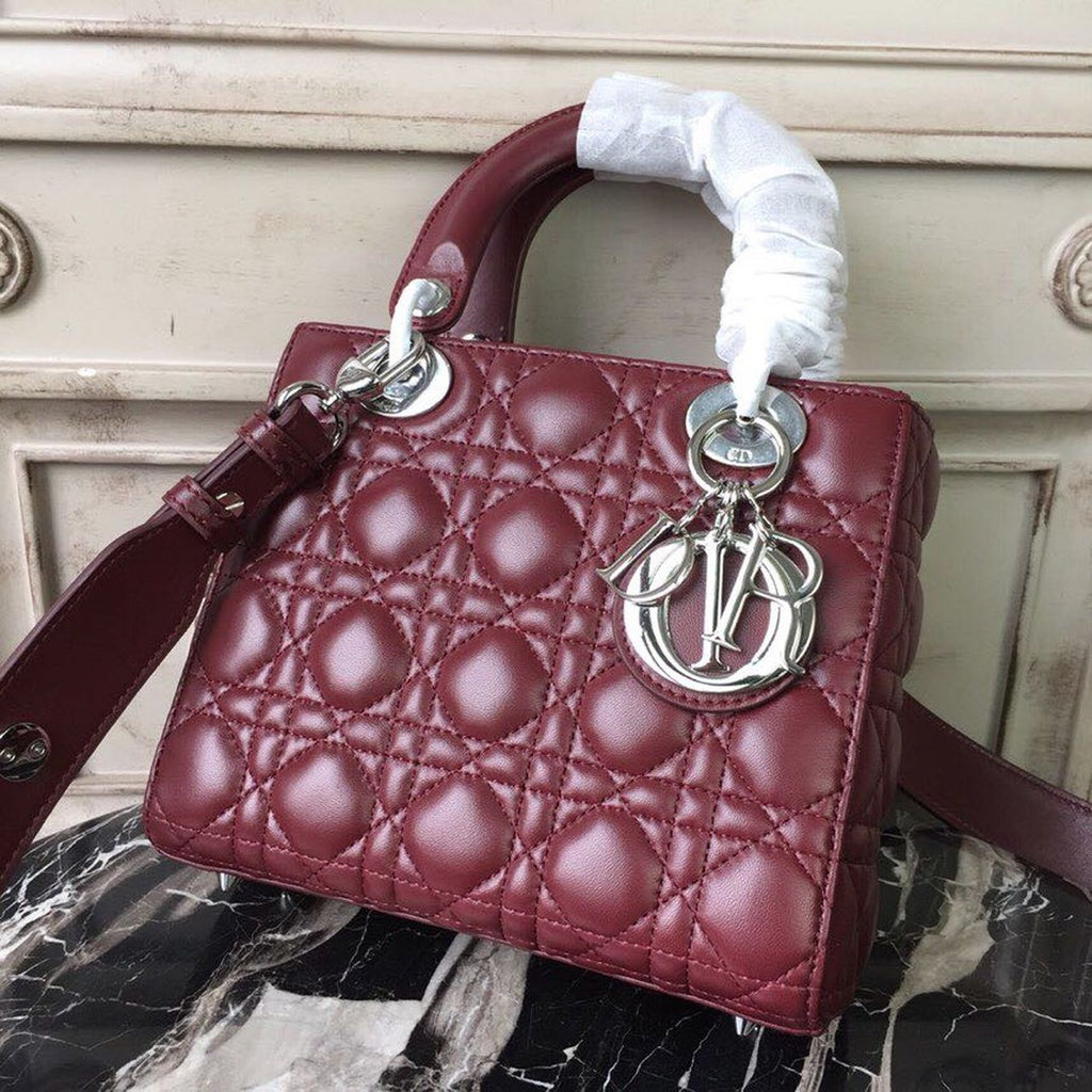 GLAMI Small Lady Bag Silver Hardware Burgundy For Women 8in/20cm CD