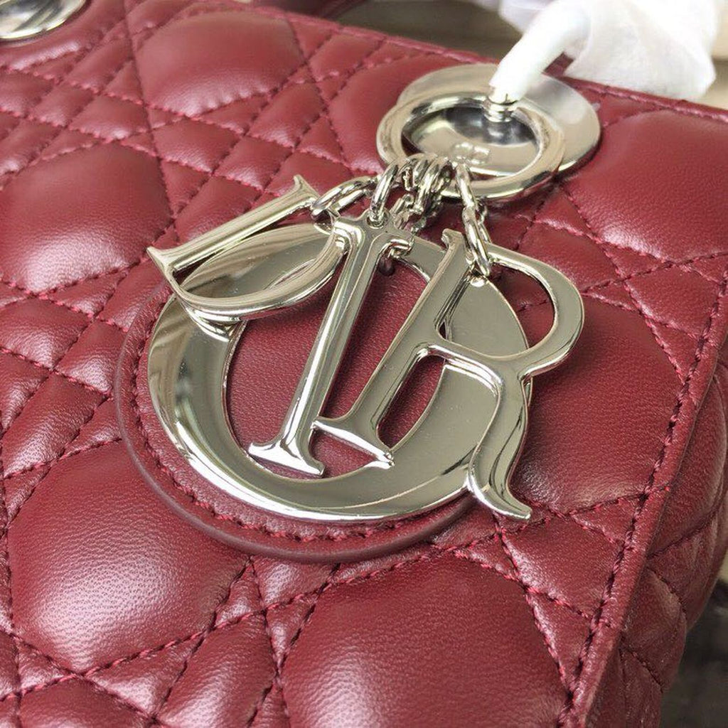 GLAMI Small Lady Bag Silver Hardware Burgundy For Women 8in/20cm CD