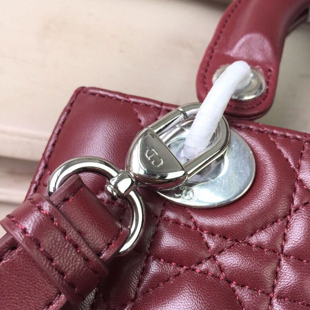 GLAMI Small Lady Bag Silver Hardware Burgundy For Women 8in/20cm CD