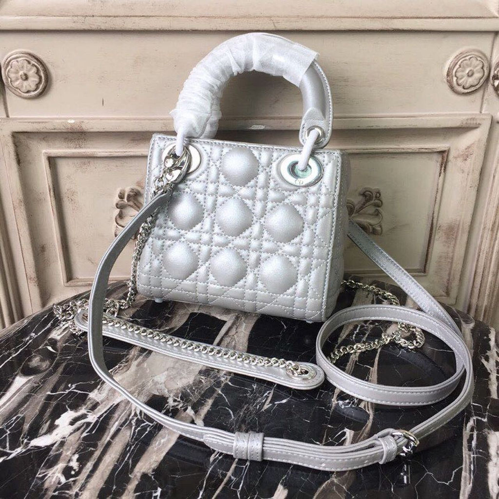 GLAMI Mini Lady Bag with Chain Silver Hardware Spring/Summer Collection, Pearl Gold, For Women WomenÃ¢â‚¬â„¢s Handbags, 18cm CD