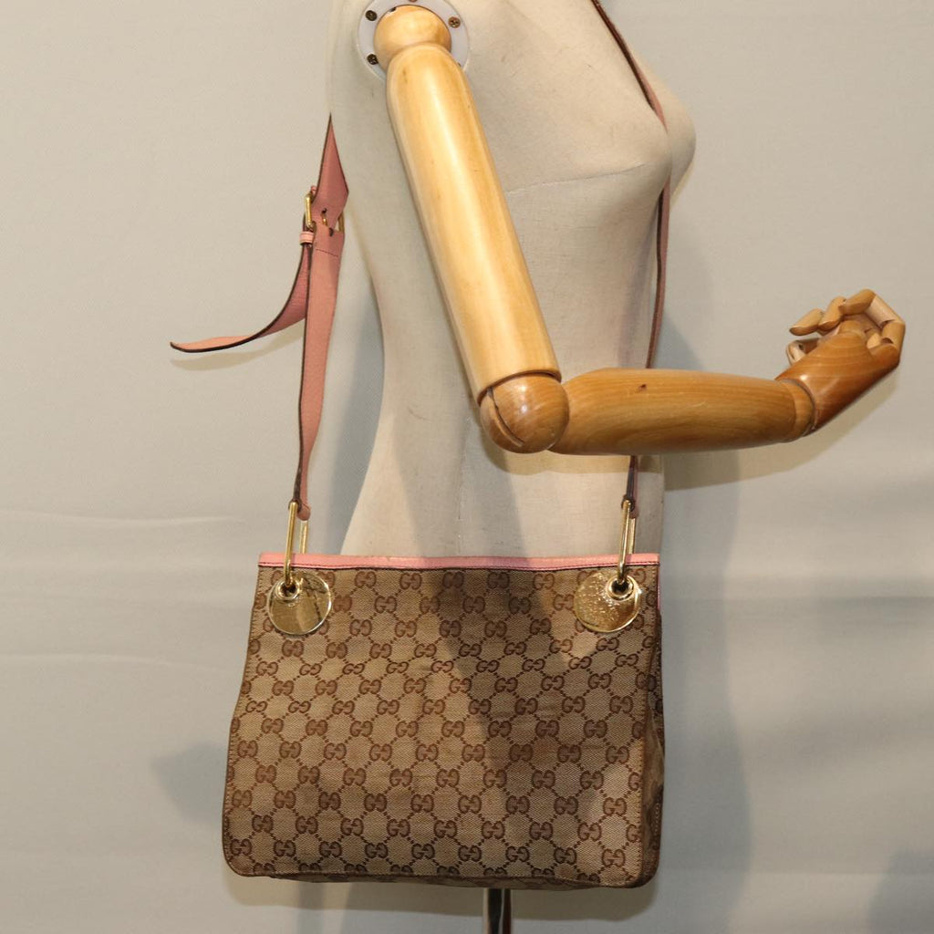GUCCI GG Canvas Shoulder Bag Beige 120841 75829